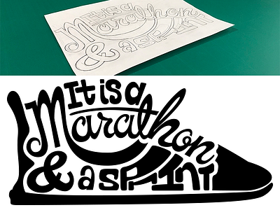 Marathon Typography draw goodtype lettering race run shoe type vector
