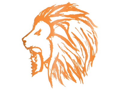 King Lion ai drawn gradient illustration lion logo orange