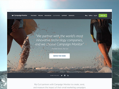 Rip Curl – Customer Video Landing page campaign customer landing monitor page ripcurl surf video