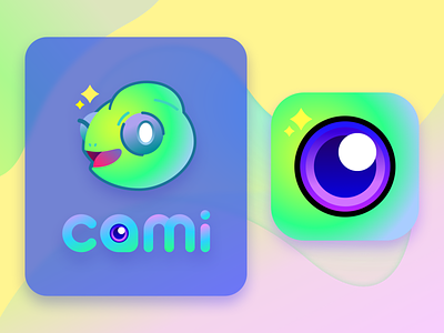 cami app app app icon camera app chameleon logo mascot