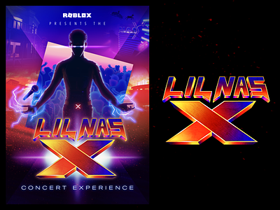 Roblox x Lil Nas X // logo + branding branding lil nas x lnx logo design metaverse promo poster roblox robloxpresentslnx super hero virtual concert