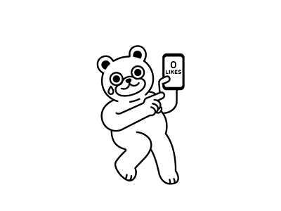 zero likes bear cute likes social media sticker