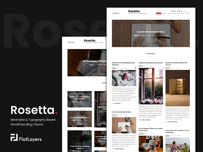 Rosetta WordPress Theme author blog design envato flatlayers minimal personal photography simple theme themeforest typography ui ux wordpress writer