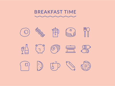 breakfast time breakfast icon set icons illustrator