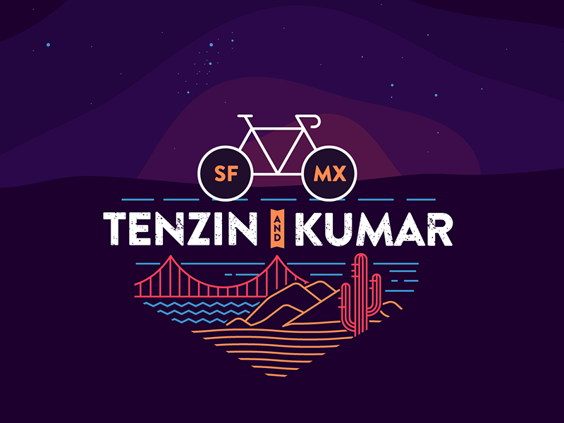Tenzin & Kumar ride illustration tshirt bicycle