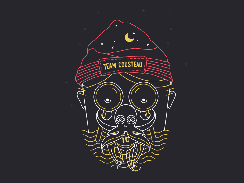 Cousteau Octo Man face line illustration vector octoman octopus illustration tshirt