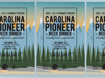 Carolina Pioneer Beer Dinner Poster branding design illustration logo poster tickets
