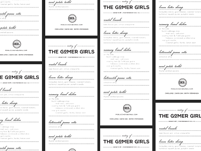 Gomer Girls Menu Design branding design menu design