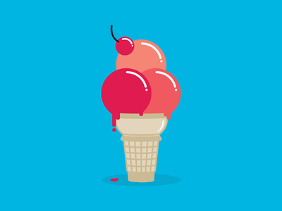 With a cherry on top drip ice cream icon illustration vector