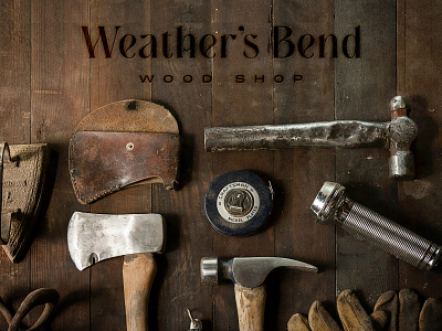 Weather's Bend Wood Shop Wood Burned Logo brand development branding design logo secondary mark stamp