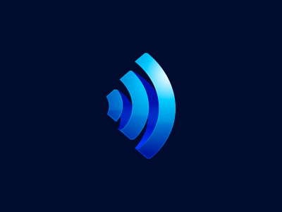 Wip 3d fold gradient growth logo radio wave