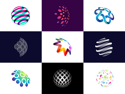 Vol 2 : Collection Of Spherical Logos 3d almosh82 app branding colorful finance global globe gradient icon logo logodesign perspective sphere spherical transparency ui