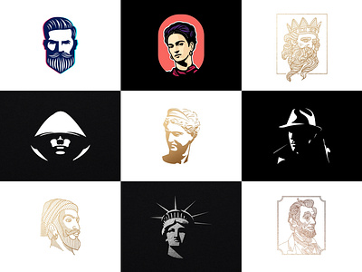 Vol 5 : Collection Of Portrait Logos almosh82 app branding character design face icon identity illustration lincoln logo logocollection logodesign portrait ux