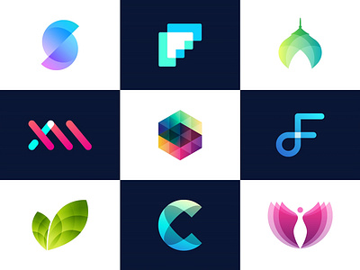 Vol 6 : Collection Of Minimal Logos With Transparency 3d app branding colorful gradient icon identity illustration logo logocollection logodesign transparency ui