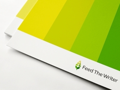 Feed the Writer donate funding gradient green leaf logo nib pen tree writer
