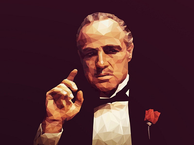 Marlon Brando Low Poly godfather marlon brando movie negative poly polygon polygonal portrait space triangles