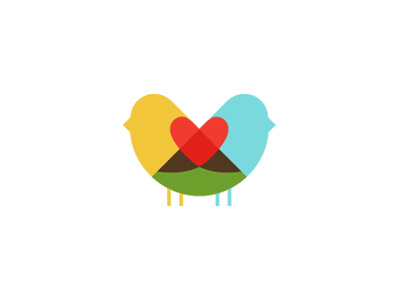 Lovebirds adorable birds colorful logo overlap transparency