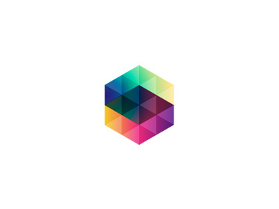 WIP 3d color colorful gradient hexagon logo overlay