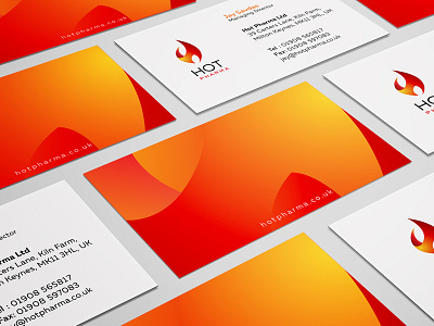 Hot Pharma Business Card 3d business card fire flame gradient health hot logo pharma red stationery