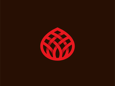 Lotus 3d flower fold gradient logo lotus red weave