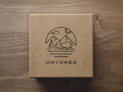 Unyoked adventure box illustration logo mockup mountain travel unyoked