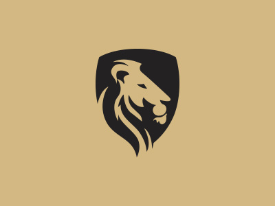 Lion Logo animal capital leon logo majestic mane negative shield space