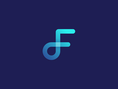 F Logo Mark 3d circular f gradient logo overlap transparency