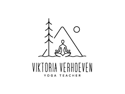 Yoga Logo asana logo lotus mountain outline pose scenic yoga yogi