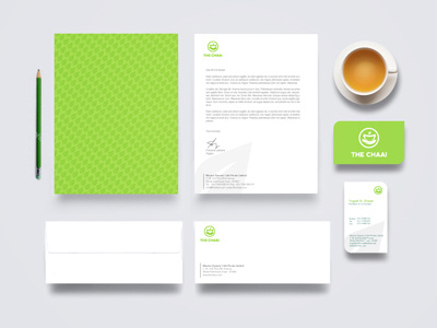 The Chaai almosh82 business card cafe green identity leaf pattern tea