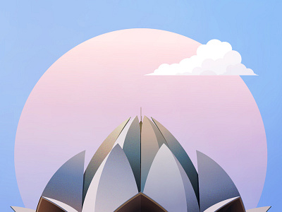 Lotus Temple Illustration architecture art colorful design illustration illustrator india lotus monument temple vector