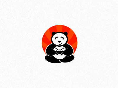 Panda V2 chinese food happy logo noodles restaurant sun