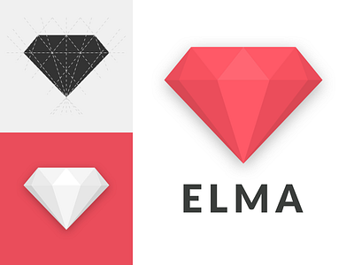 ELMA logo black branding diamond illustration logo minimal red white