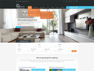 Real Homes - Real Estate Wordpress Theme agent clean estate flat home properties property psd psd theme real estate realestate simple theme web design