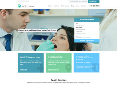 Tooth Corner Website clean dental dental website medical modern tooth tooth corner website