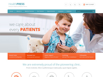 Healthpress Responsive Wordpress clean doctor elegant health hospital medical premium wordpress