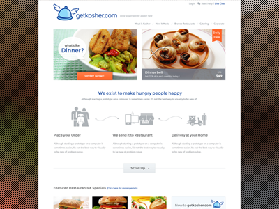 Getkosher.com website design clean design food get kosher minimal restaurant website