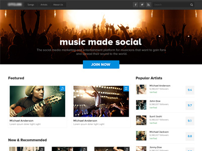 Social media for Musicians clean modern music music lovers simple social media social music