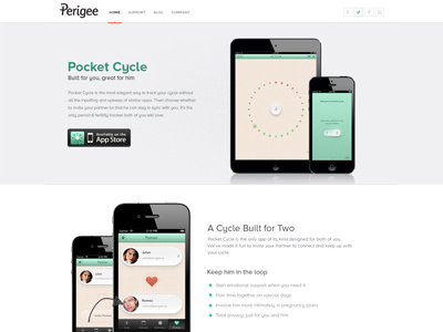 Perigee Website Design app website clean minimal pocket cycle pocket cycle app simple web design website design