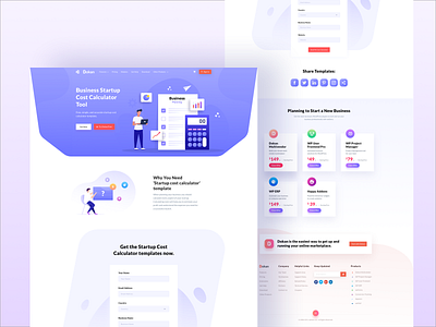 Business Startup Cost Calculator Page Design business calculator costume illustration landing page plan startup template tool ui ux website