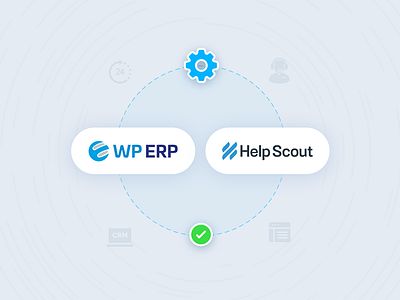 WPERP & Help Scout Integration Iluustration banner blue erp help scout illutration integration wp