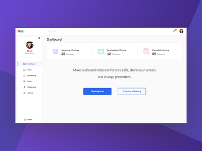 Meeting Dashboard design ui ux web