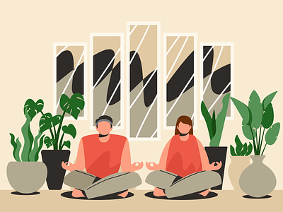 MEDITATE - flat relaxing illustration brand branding calm element elements flat meditation relax ui