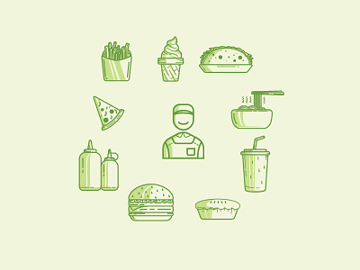 Fast Food icons clean fast food green health icon icons meal ui website