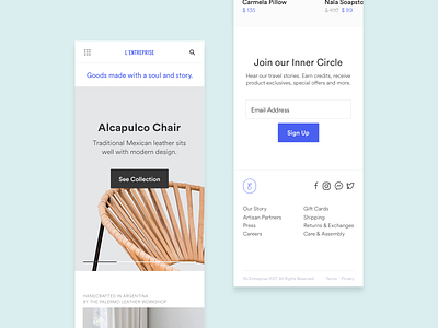 One-Day eCommerce Site (Mobile) blue ecommerce furniture mobile simple