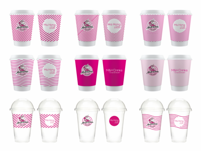 Branding design for M&H Drinks (cups) branding design cute drinks visual