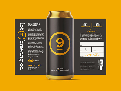 Lot 9 Brewing Co. Crowler beer beer label branding brewing can design flat label logo minimal package