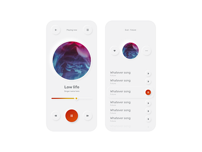 Simple Music Player(Light) app app design digital gradient minimal mobile music neumorphism ui ux