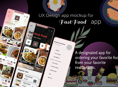 Food Delivery app mockup using Figma app design fooddelivery graphic design mockup prototype ui uxdesign