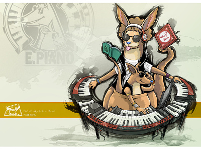 04 - E . Piano [FAB band - Kangaroo] animal animals art artwork baby band branding character characters design illustration illustrator kangaroo kazepark korean piano