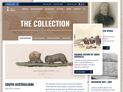 State Library of South Australia: Collections typography ui web design